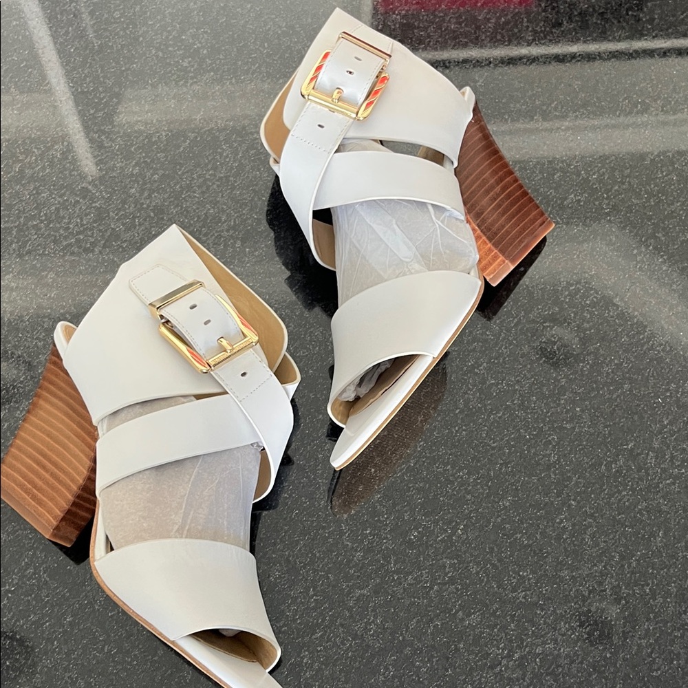 Michael Kors Adriana Optic White Leather Sandals Sz-7